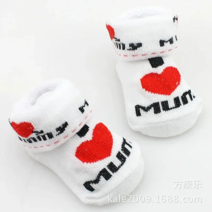 Calzini primaverili ed estivi in cotone morbido e caldo per neonati e bambini, con stampa di lettere, accessori per abbigliamento infantile.