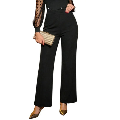  Pantaloni da donna eleganti a gamba dritta, vita regolare, elasticizzati, snellenti, tinta unita, neri, per ufficio e tutti i giorni, modello 2025.
