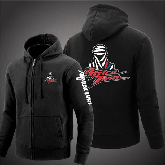 2025 Giappone Moto Africa Twin Crf 1000L Uomo Tinta unita Cerniera Manica lunga Felpa casual alla moda Pullover Hoodie