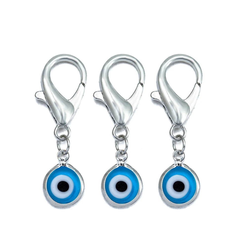 Set di 3 portachiavi Lucky Eye Turkish Evil Eye in lega, portachiavi rotondo Fatima, portachiavi per borsa e auto, pulsaras bijoux צמידים