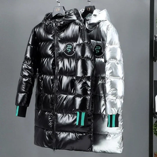 Breathable Down Filled Coat for Men Waterproof Glossy Surface Korean Trendy Winterwear with Reinforced Stitching