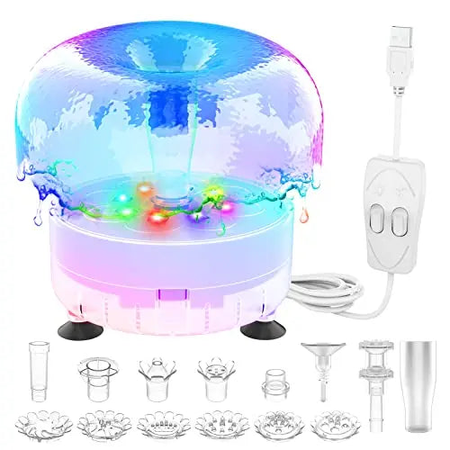 Pompa per fontana d'acqua USB da 2,5 W con luce LED, galleggiante, fai da te, kit per fontana da giardino per esterni, ideale per vasche per uccelli, laghetti e acquari.