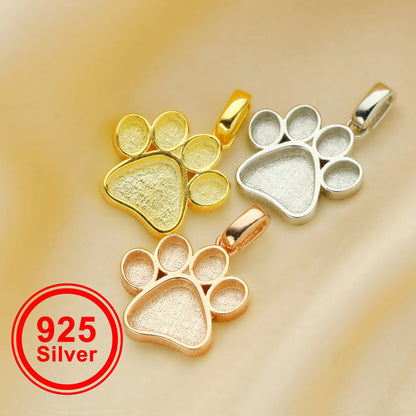 Ciondolo a forma di zampa di cane in resina, 13 mm, con incastonatura a castone, in argento sterling 925 massiccio placcato oro rosa, codice 1431165.