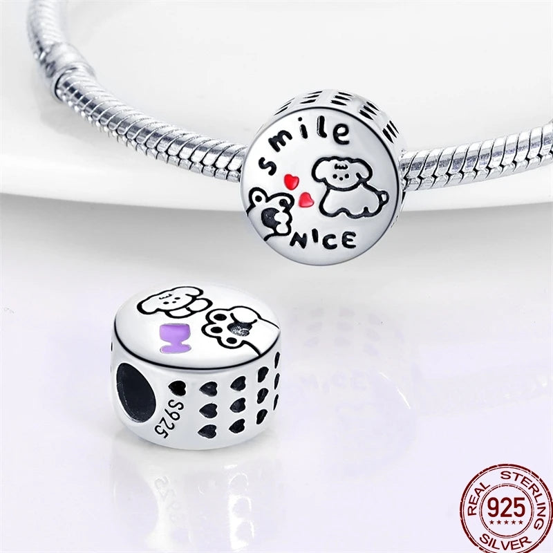 Squisito elemento a stella cava rotonda in argento sterling 925 a forma di fiore, adatto per braccialetti originali fai da te da 3 mm in argento 925