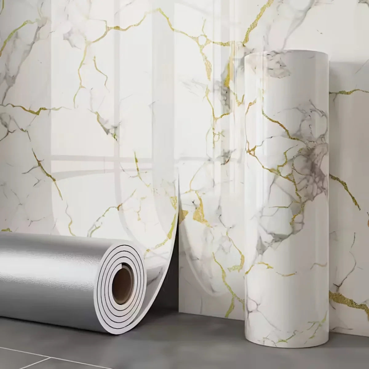 Self Adhesive Marble Wallpaper 1 Roll Waterproof Antifouling Thick Foam Wall Sticker for Bedroom Living Room