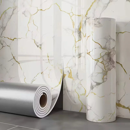 Self Adhesive Marble Wallpaper 1 Roll Waterproof Antifouling Thick Foam Wall Sticker for Bedroom Living Room