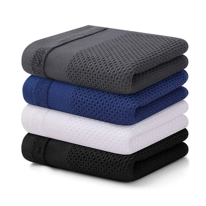 Homaxy Kitchen Cotton Towels Honeycomb Breathable 100% Cotton Dish Cloths Reusable Absorbent Household Washable Cleaning Cloths