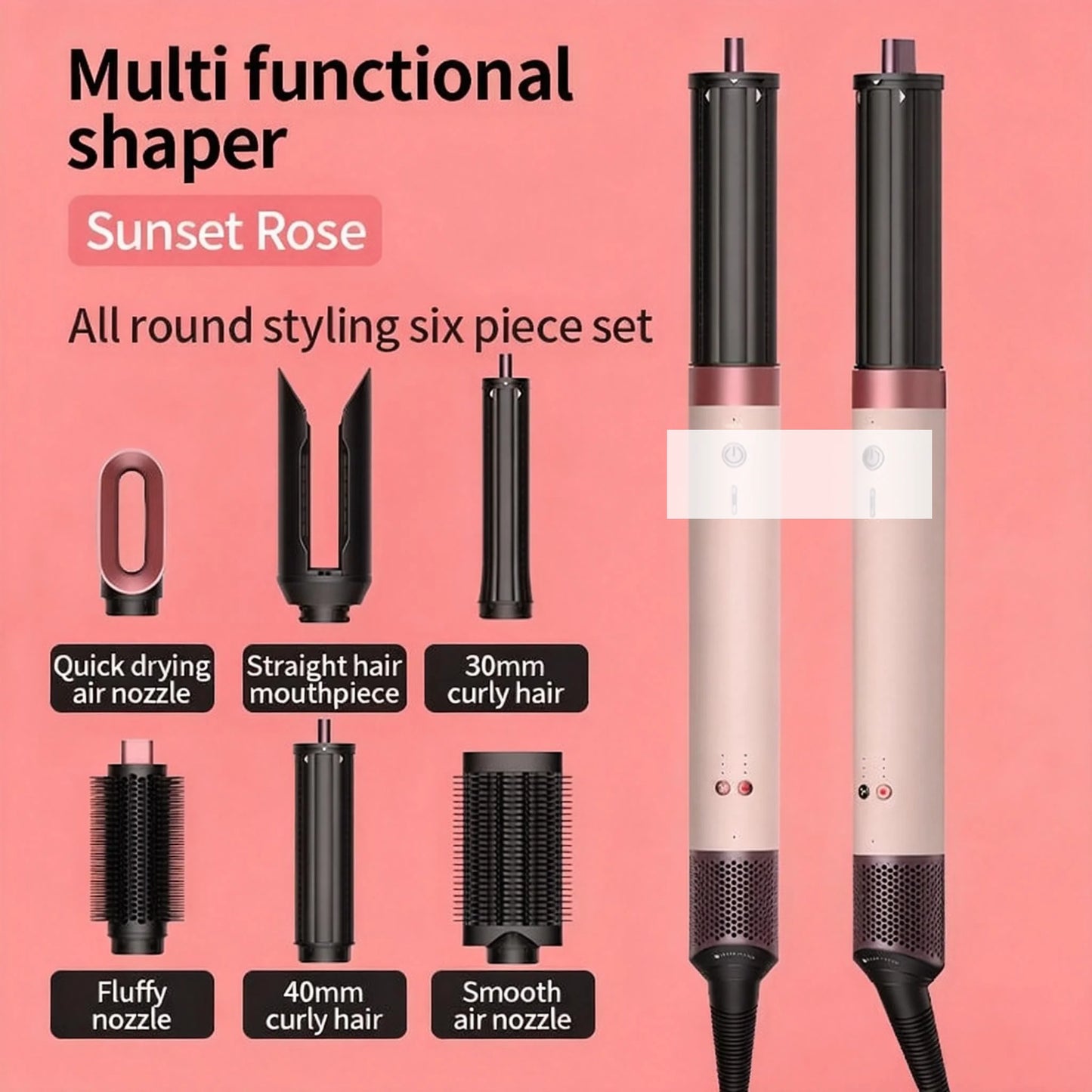 220V 6 in 1 Hair Styler & Hairdryer Brush 1700W High-Speed Hair-care Negative Ionic Blow Dryer Fast Drying,Multi Hair Styler