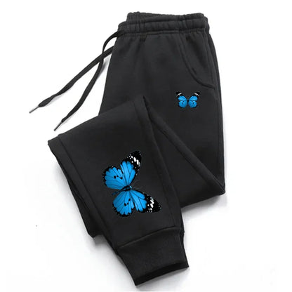 Butterfly Printing Womens Sweatpants Fashion Casual Trend Jogging Trousers Versatile Soft Hot Sales Street Elastic Waist Pants