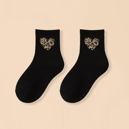 10 paia di adorabili calzini per bambini in bianco e nero, con stampa leopardata alla moda e fiocchi, comodi calzini per bambini a metà polpaccio