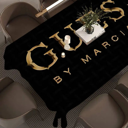 Tovaglia rettangolare con logo G-Guess-s-y, tovaglia in tela cerata, decorazione impermeabile per caminetto e tavolo da pranzo.