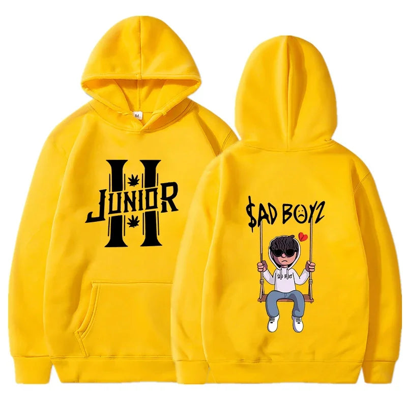 Felpa con cappuccio da uomo primavera 2024 Junior H Sad Boys Harajuku Girls Hip Hop Pullover Elegante Regalo musicale Casual Ampia Comoda Felpa