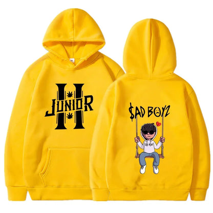 Felpa con cappuccio da uomo primavera 2024 Junior H Sad Boys Harajuku Girls Hip Hop Pullover Elegante Regalo musicale Casual Ampia Comoda Felpa