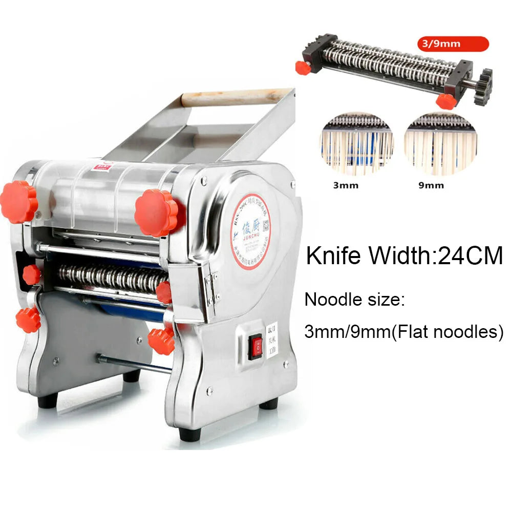 Macchina per pasta elettrica da 550 W, macchina per pasta con rullo per ravioli, acciaio inox, doppia lama, per uso commerciale