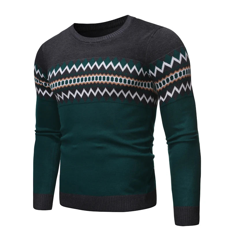 Maglioni a collo alto da uomo, autunno/inverno, alla moda, casual, slim fit, a righe, in maglia.