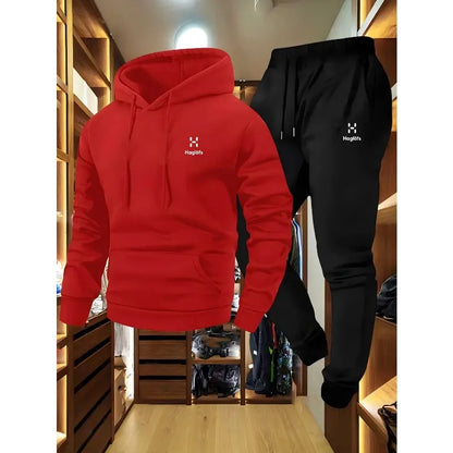 2025 comfortable and breathable men's autumn and winter casual two-piece set hooded sweatshirt long pants regular outdoor