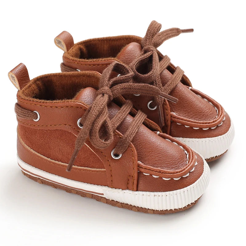 Nuove scarpe marroni per battesimo, scarpe da passeggio per bambini, suola morbida, scarpe da ginnastica per neonati, compleanno, bambini e ragazzi.