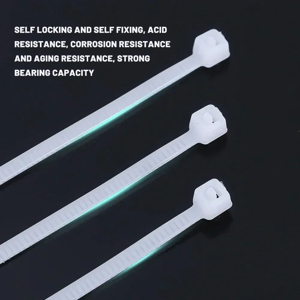 10-1000 Pcs Plastic Clamping Collar Rilsan Cable Ties Clamp Greenhouse Plastic Clamps Self-tightening Plastic Necklace Belts