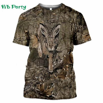 Magliette con grafica di cervi e foresta, stampa 3D, abbigliamento da uomo, girocollo estivo, pullover, magliette alla moda per uomo, top