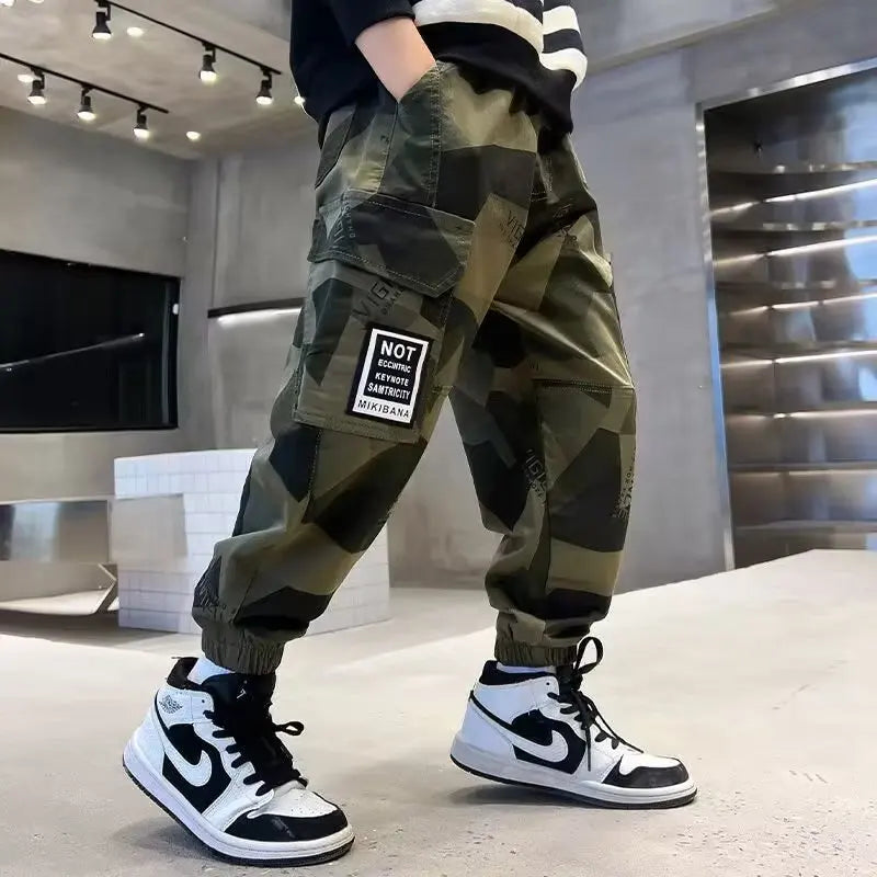Nuovi pantaloni per bambini primavera autunno, abbigliamento per bambini, pantaloni mimetici per bambini, pantaloni lunghi in cotone per bambini, pantaloni militari per bambini