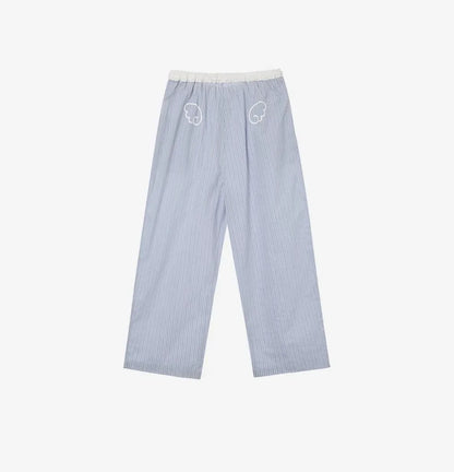 Personality Pocket Splicing Fashionable Design Wing Pattern Baggy Straight-leg Jeans Korean Style New Popular Denim Pants