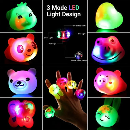 10/20 Pcs Cartoon LED Luminous Ring Suitable for Kids Birthday Party Gift Toys, Carnival Prizes, School Classroom Rewards Pinata