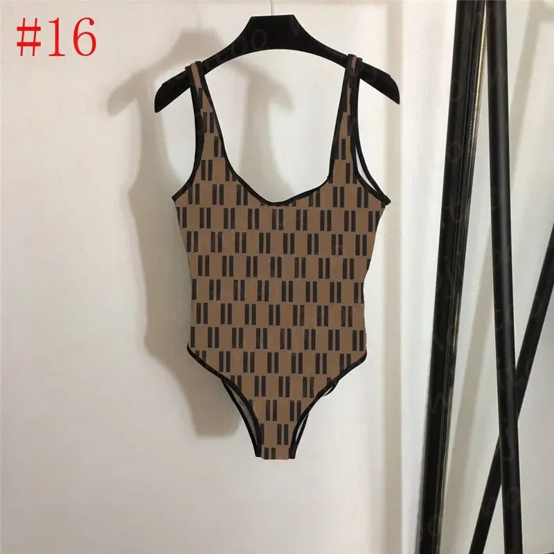 The 2025 high-waisted bikini letter print swimsuit is the latest V-neck swimsuit for women in summer