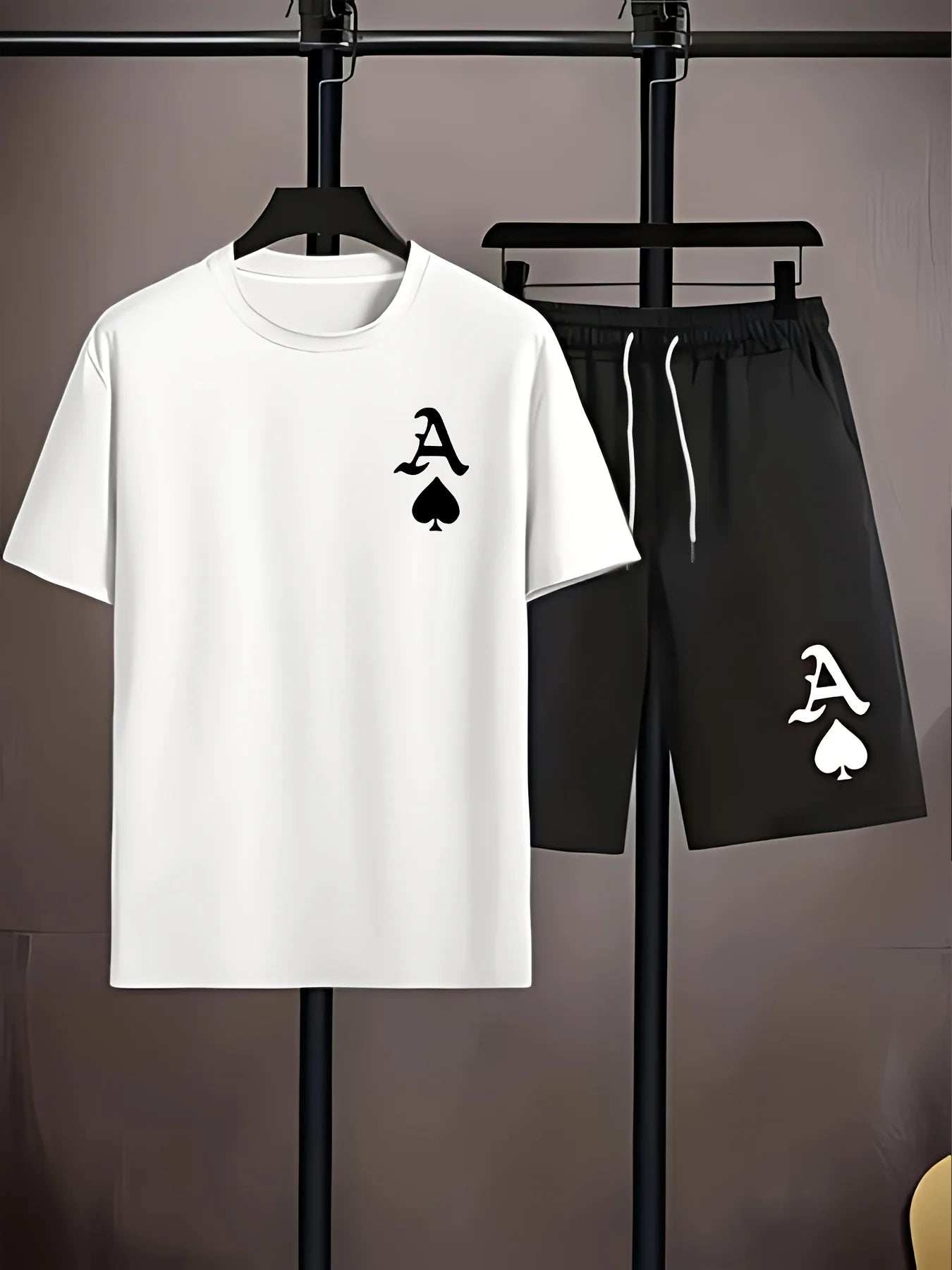 Completo estivo casual da uomo composto da t-shirt e pantaloncini 2026, abbigliamento sportivo taglie forti, t-shirt a maniche corte, pantaloncini con coulisse e tasca.