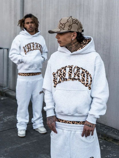 2025 New Tracksuit Men Clothing Y2K Vintage Embroidered Leopard Print Street Casual Hoodie Trendy Double Waist Unisex Sweatpants