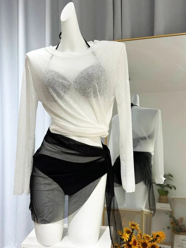 Nuovo bikini a 4 pezzi da donna a vita alta, modello Fairy Sweet, 2026 - Stampa alla moda, ideale per vacanze al mare, feste estive e molto altro.