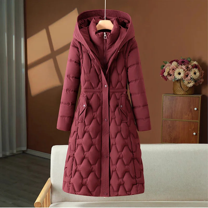 2025 Fashion Winter Long Parkas Women's Down Cotton-padded Jacket Detachable-sleeve Coats Thicken Warm Overcoat Hooded Outerwear