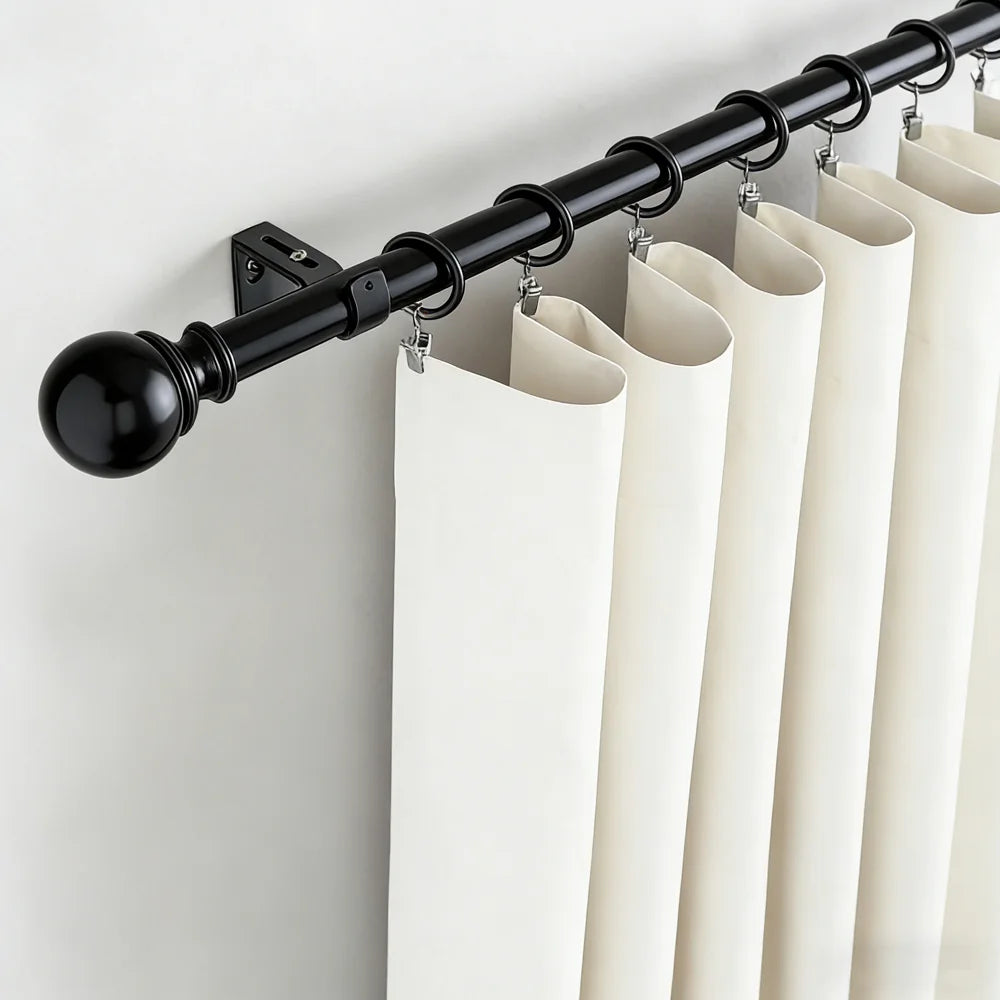 Adjustable Metal Curtain Rod Telescopic Poles with Bracket 70-120cm/120-210cm/160-300cm Multiple Colors