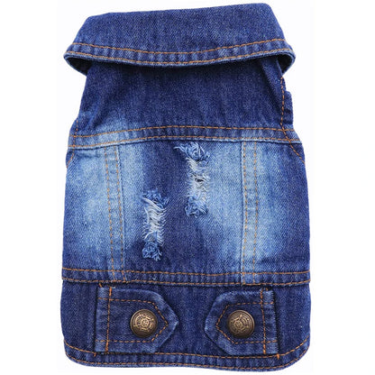Sphinx Cat Clothes for Small Medium Large Cats, Dark Washed Cat Jeans Jacket Spring Autumn Denim Coat Cat Costume Pet Apparel