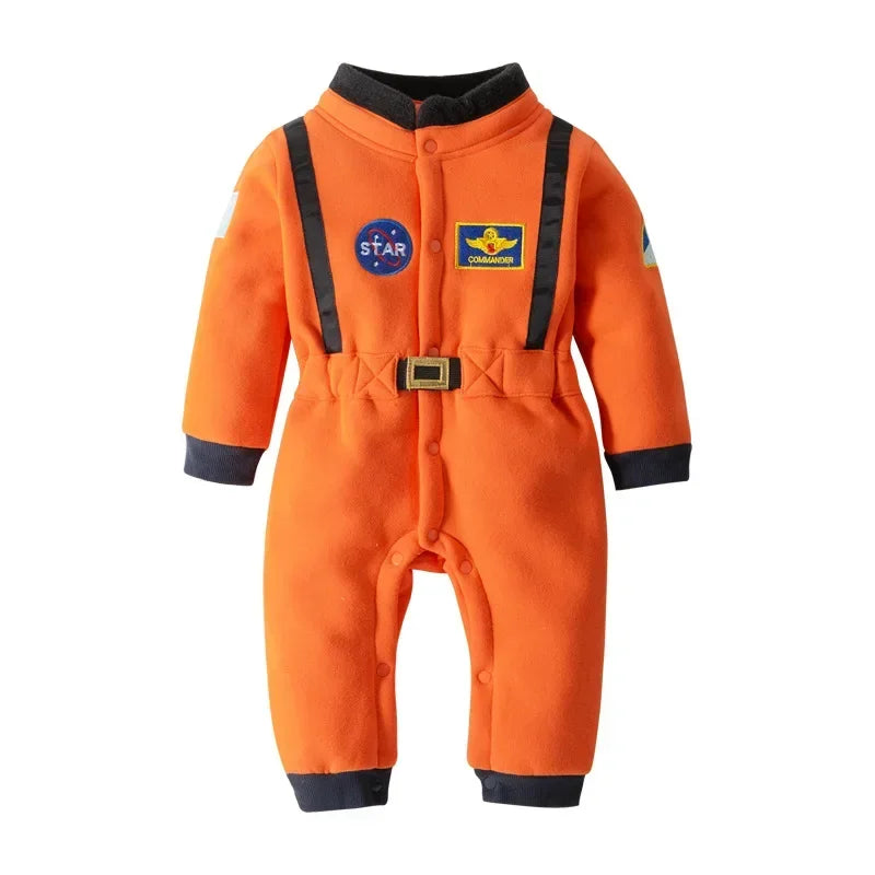 Nuovo costume da astronauta per neonati e bambini, tuta spaziale ricamata, tutina per feste, costume di Halloween, salopette invernale a maniche lunghe.