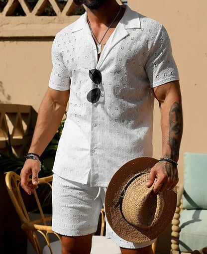 Completo da vacanza hawaiano da uomo, estivo, con camicia a maniche corte e pantaloncini, set di 2 pezzi, streetwear alla moda, abbigliamento casual con stampa 3D.
