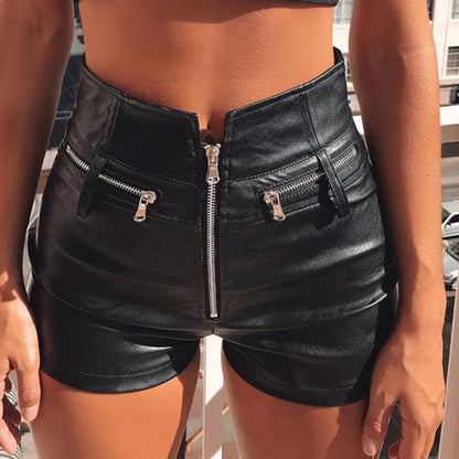 Pantaloncini casual in pelle da donna, vendita all'ingrosso primavera/autunno 2025, nuovi pantaloncini casual da donna a tinta unita D66-455