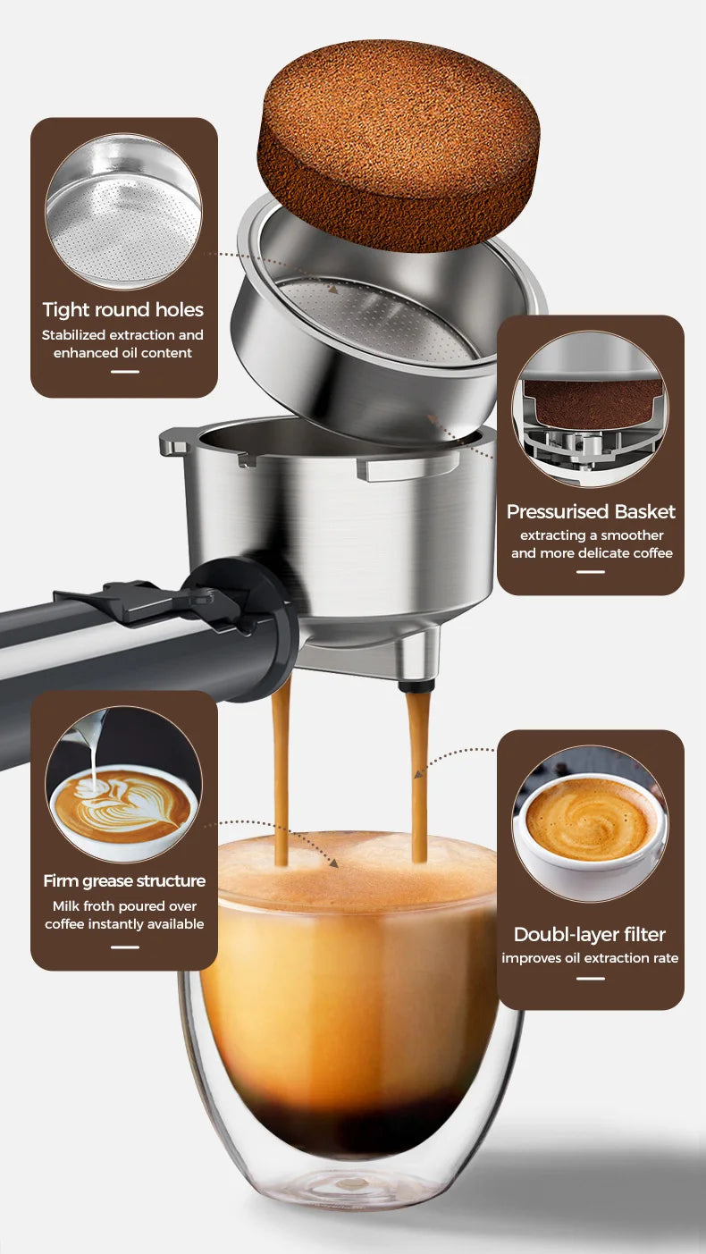 Macchina per caffè espresso Cafelffe 4 in 1 Cafetera Cappuccino Dolce Gusto Nes Capsule ESE Pod Ground Regalo per amante, papà, mamma