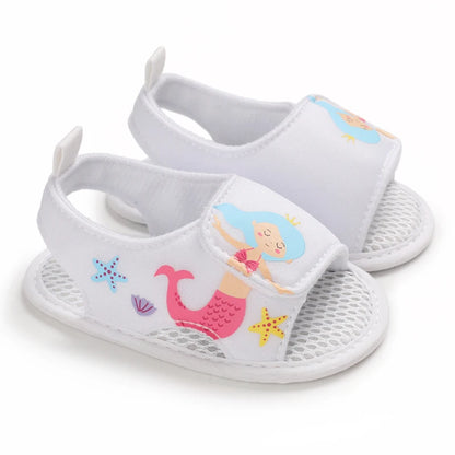 Sandali per bambina 0-12 mesi, primi passi estivi, bianchi, classici, con suola morbida, casual e alla moda.
