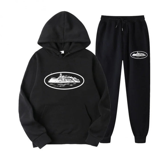 NICE Loose Unisex Fleece-lined Printed Sweatshirt Hoodie Set Devil Prisoner Pattern Eco-Friendly Soft Comfortable Casual Wear