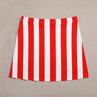 Red Vertically-Striped Mini Skirt festival outfit women extreme mini dress