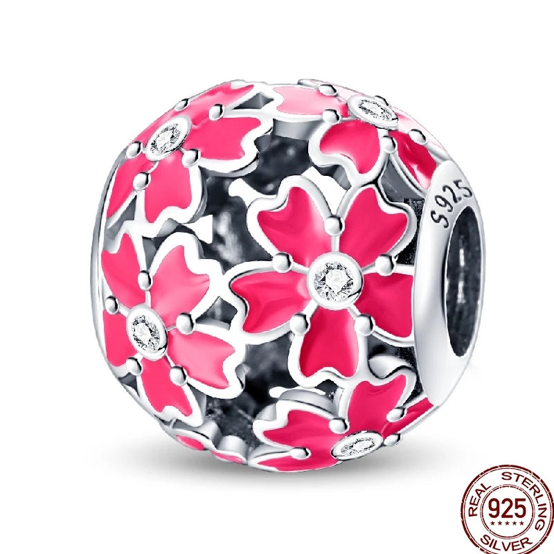 Squisito elemento a stella cava rotonda in argento sterling 925 a forma di fiore, adatto per braccialetti originali fai da te da 3 mm in argento 925