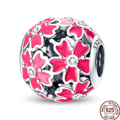 Squisito elemento a stella cava rotonda in argento sterling 925 a forma di fiore, adatto per braccialetti originali fai da te da 3 mm in argento 925