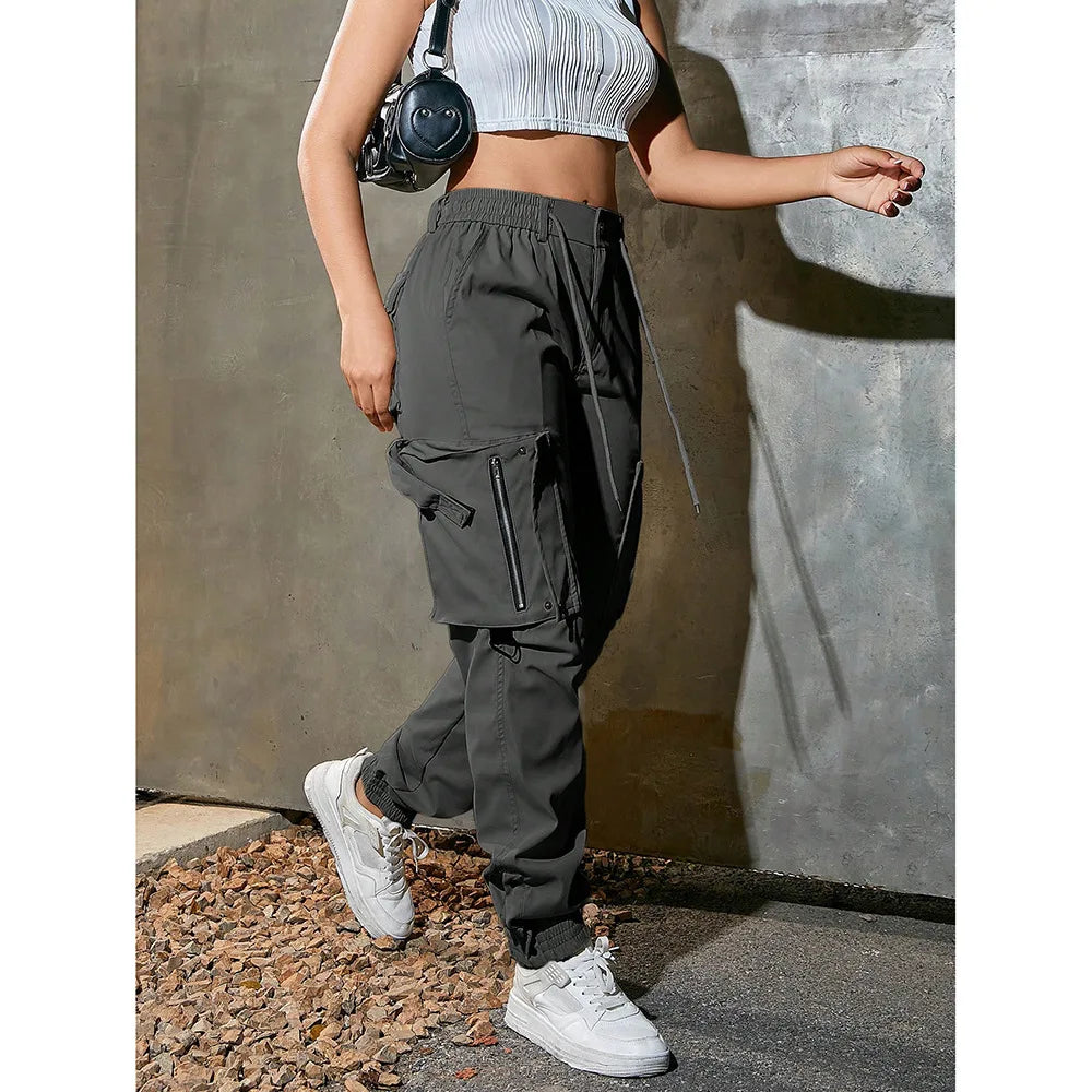 Trendy Casual Workwear Pants Loose Straight Leg Long Trousers Comfortable Polyester Fiber High Waist Spring Summer Fashion