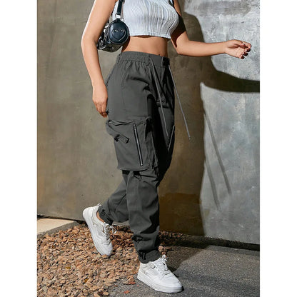 Trendy Casual Workwear Pants Loose Straight Leg Long Trousers Comfortable Polyester Fiber High Waist Spring Summer Fashion