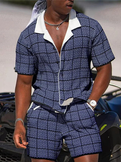Completo da vacanza hawaiano da uomo, estivo, con camicia a maniche corte e pantaloncini, set di 2 pezzi, streetwear alla moda, abbigliamento casual con stampa 3D.