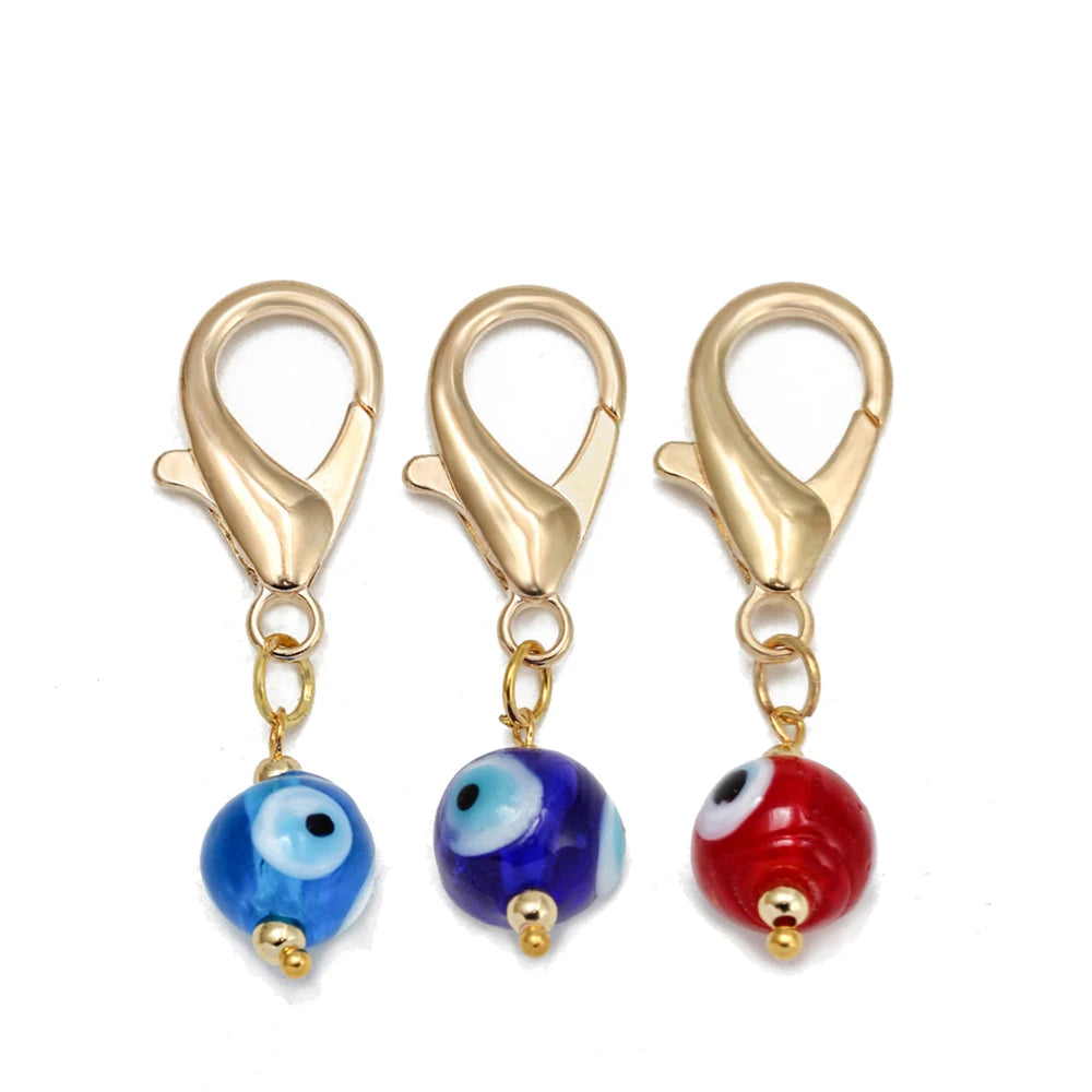 Set di 3 portachiavi Lucky Eye Turkish Evil Eye in lega, portachiavi rotondo Fatima, portachiavi per borsa e auto, pulsaras bijoux צמידים