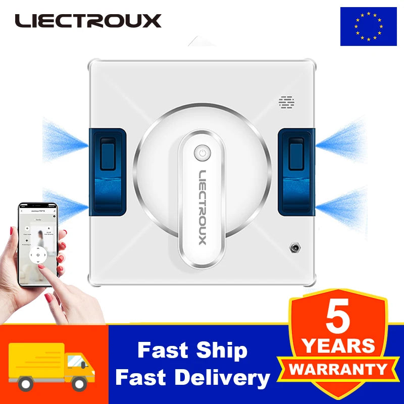 Window Cleaning Robot Liectroux YW509, 2-Way Water Spray,Home Glass Floor Wall Robot Window Cleaner,Strong Vacuum