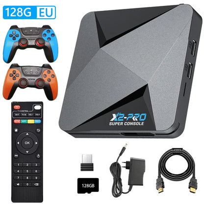 X2 Pro Retro Video Game Console TV Box 100000+ Games with 2 Gamepads Super Console 4K 60+ Game Emulators for DC/Arcade/MAME/Sega