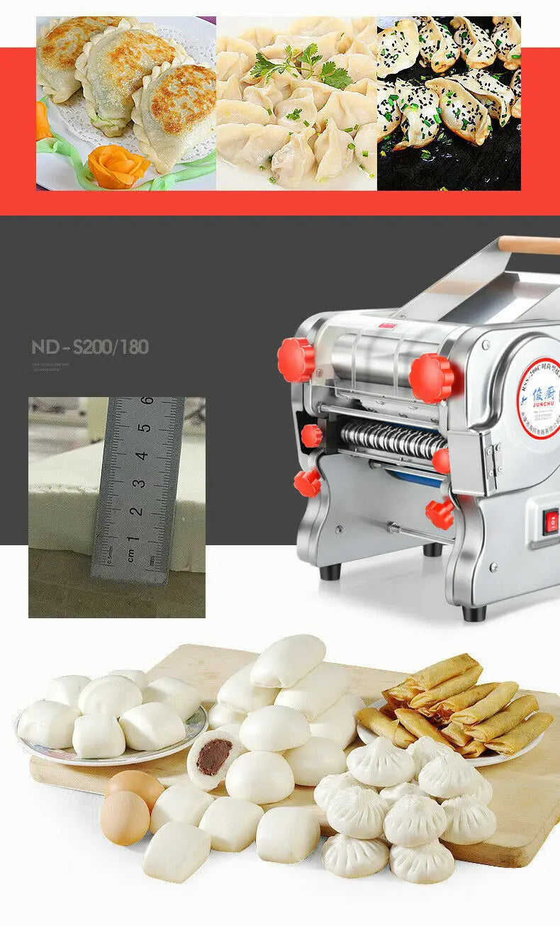 Macchina per pasta elettrica da 550 W, macchina per pasta con rullo per ravioli, acciaio inox, doppia lama, per uso commerciale