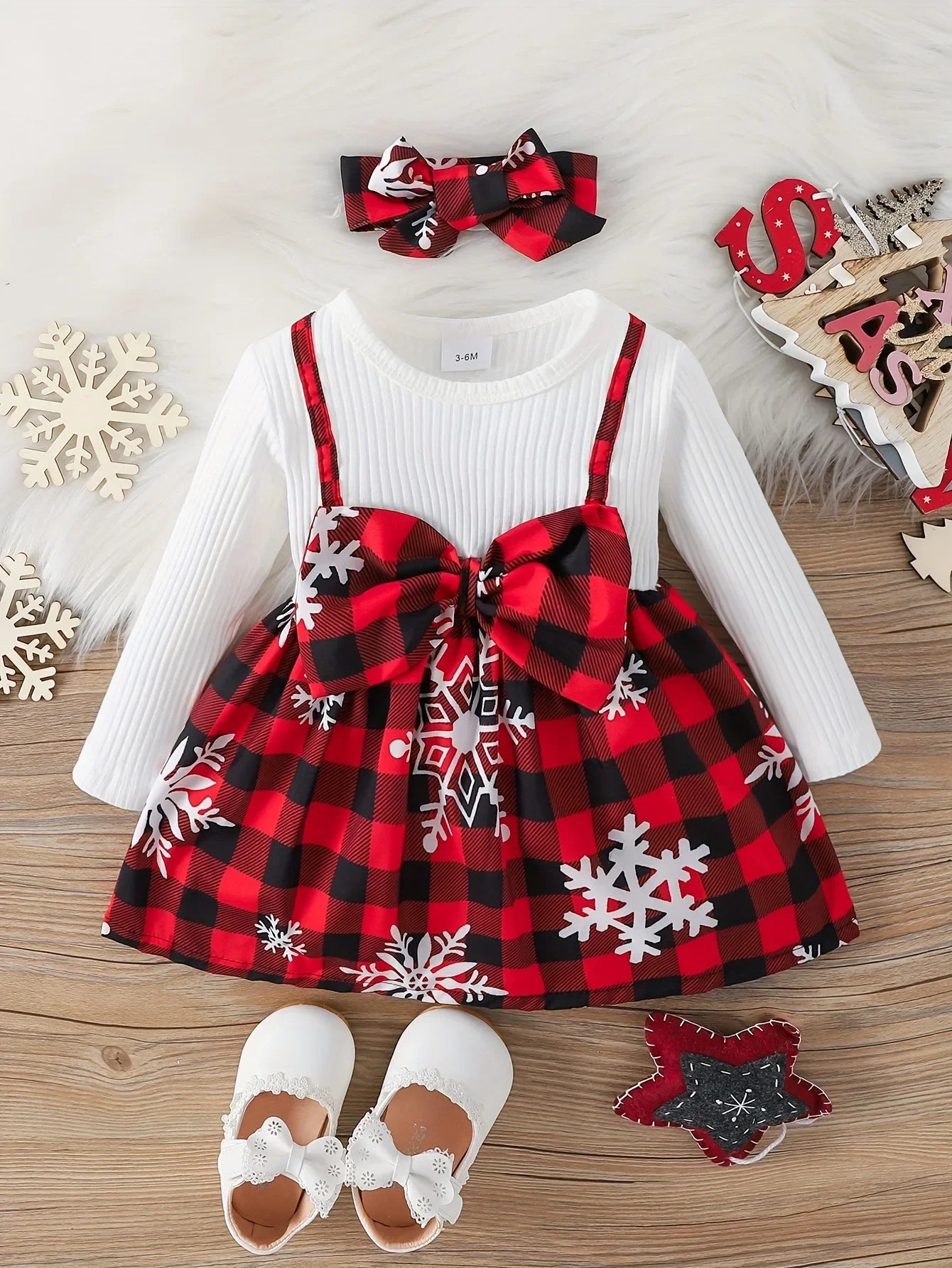 Ceeniu Il mio primo Natale Abiti da bambina Abito verde patchwork natalizio stampato Costume di Capodanno per neonati